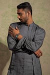 Ankita Shahabadi Grey Bamboo Silk Reeham Layered Kurta Online at Aza Fashions Ankita Shahabadi_Grey Bamboo Silk Reeham Layered Kurta _Online_at_Aza_Fashions