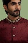 Ankita Lath_Wine Silk Embroidery Thread Hamir Bandhgala _Online_at_Aza_Fashions