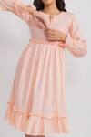 Buy_AROOP SHOP INDIA_Peach Vegan Silk Tie-up Martina Tiered Dress _Online_at_Aza_Fashions