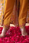 Shachi Sood_Yellow Dupion Silk Floral Square Neck Pearl Hand Embroidered Top Pant Set _Online_at_Aza_Fashions