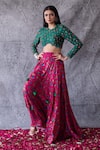 Shachi Sood_Pink Dupion Silk Printed Floral Round Skirt And Embroidered Blouse Set _Online_at_Aza_Fashions