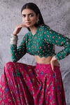 Buy_Shachi Sood_Pink Dupion Silk Printed Floral Round Skirt And Embroidered Blouse Set _Online_at_Aza_Fashions