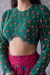 Shop_Shachi Sood_Pink Dupion Silk Printed Floral Round Skirt And Embroidered Blouse Set _Online_at_Aza_Fashions