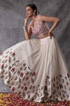 Buy_Shachi Sood_White Dupion Silk Printed Floral U Neck Botanical Lehenga And Blouse Set _Online_at_Aza_Fashions