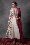Shachi Sood_White Anarkali And Pant Dupion Silk, Dupatta Organza Floral Round Print Set _Online_at_Aza_Fashions