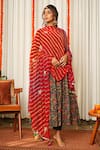 Buy_Ruchira Nangalia_Blue 100% Cotton Printed Floral V Neck Anarkali Pant Set 
