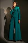 Buy_Betrue_Green Cotton, Lycra Cropped Blazer And Palazzo Set _Online_at_Aza_Fashions