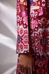 Shop_Betrue_Red Handloom Cotton, Silk Embroidery Kashan Print Blazer _Online_at_Aza_Fashions
