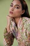 Buy_Betrue_Pink Linen Beads Foliage Embroidered Wrap Blazer _Online_at_Aza_Fashions