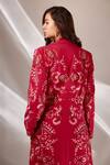 Betrue_Pink Handloom Cotton Embroidery Collared Hand Long Trench Jacket _Online_at_Aza_Fashions