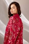 Buy_Betrue_Pink Handloom Cotton Embroidery Collared Hand Long Trench Jacket _Online_at_Aza_Fashions