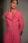 Buy_Betrue_Pink 100% Cotton Notched Lapel Blazer And Palazzo Set  _Online_at_Aza_Fashions