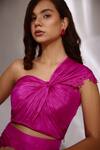 Betrue_Pink Silk, Cotton One Shoulder Knotted Bustier _Online_at_Aza_Fashions
