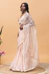 Shop_Rishi and Vibhuti_Pink Organza Embroidery Thread Sweetheart Millie Floral Saree With Bralette _Online_at_Aza_Fashions