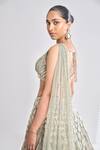 Buy_Seema Gujral_Green Net Geometric Embroidered Lehenga And Blouse Set_Online_at_Aza_Fashions