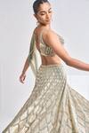 Seema Gujral_Green Net Geometric Embroidered Lehenga And Blouse Set_at_Aza_Fashions