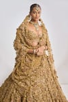 Seema Gujral_Gold Net Metallic Floral Embroidered Lehenga Set_at_Aza_Fashions