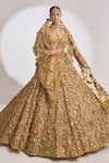 Shop_Seema Gujral_Gold Net Metallic Floral Embroidered Lehenga Set_Online_at_Aza_Fashions