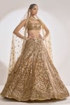 Shop Seema Gujral Gold Net Floral Notched Sequin Work Scallop Pattern Bridal Lehenga Set Online at Aza Fashions Shop_Seema Gujral_Gold Net Floral Notched Sequin Work Scallop Pattern Bridal Lehenga Set_Online_at_Aza_Fashions