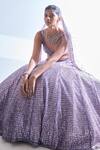 Shop_Seema Gujral_Purple Net Tonal Sequin Embroidered Lehenga Set_Online_at_Aza_Fashions