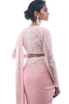 Buy_Seema Gujral_Pink Georgette Embroidery Sequin And Pearl V Border Saree With Blouse  _Online_at_Aza_Fashions