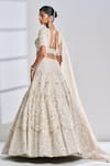 Seema Gujral_Beige Lehenga And Blouse Raw Silk Embroidered Pearl Square Bridal Set  _at_Aza_Fashions