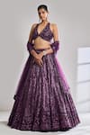 Seema Gujral_Purple Net Embroidered Lehenga Set_at_Aza_Fashions