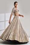 Shop_Seema Gujral_Wine Lehenga And Blouse Raw Silk Embroidered Chevron Bridal Set  _Online_at_Aza_Fashions