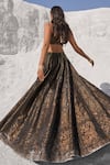 Buy_Seema Gujral_Black Lehenga - Raw Silk Dupatta - Organza Floral Detail Set  _Online_at_Aza_Fashions