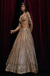 Seema Gujral_Wine Lehenga And Blouse Raw Silk Embroidered Chevron Bridal Set  _at_Aza_Fashions