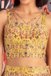 Betrue_Yellow Handloom Cotton, Silk Square Neck Tabriz Print Bustier _Online_at_Aza_Fashions