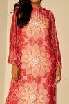 Buy_Betrue_Orange Velvet Print Bukhara Round Neck Pattern Maxi Dress  _Online_at_Aza_Fashions