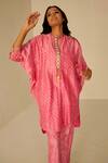 Betrue_Pink Chanderi Silk Embroidery, Hand Tie And Dye Shibori Pattern Top & Pant Set _Online_at_Aza_Fashions