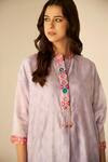 Betrue_Purple Chanderi Silk Chains, Stones Placket Embroidered Straight Top And Pant Set _Online_at_Aza_Fashions