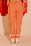 Banana Labs_Orange V-neck Hand Block Print Kaftan And Pant Set _at_Aza_Fashions