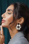 Varnika Arora_Black Inara Diamond Shaped Earrings _Online_at_Aza_Fashions