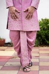 Buy_Hilo Design_Purple Dupion Silk Embroidered Zardozi Work Sherwani Set _Online_at_Aza_Fashions