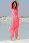Buy Tatwa Coral Handloom Cotton, Viscose, Silk Embroidery Round Chanderi Kurta And Pant Set Online at Aza Fashions Buy_Tatwa_Coral Handloom Cotton, Viscose, Silk Embroidery Round Chanderi Kurta And Pant Set _Online_at_Aza_Fashions