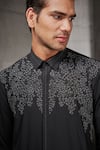 Buy_Rohit Gandhi + Rahul Khanna_Black Cotton Embroidered Thread Work Shirt _Online_at_Aza_Fashions