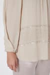 Buy_Rohit Gandhi + Rahul Khanna_Beige Georgette Sequins Round Neck Embellished Swing Top _Online_at_Aza_Fashions