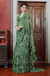 Shop_Arpita Mehta_Green Georgette Garden Halter Neck Pre-draped Saree With Blouse _Online_at_Aza_Fashions