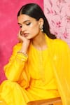 Buy_Dohr India_Yellow Silk, Chanderi, Organza Sequins, Lace, Seher Kurta Palazzo Set _Online_at_Aza_Fashions