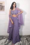 Buy_PIRI INDIA_Purple  Organza Hand Embroidered Glass Beads  Palazzo Set  _Online_at_Aza_Fashions