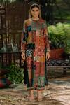 Pooja-Keyur_Multi Color Kurta  Cotton Silk Embroidered Aari Round And Palazzo Set _Online_at_Aza_Fashions