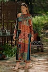 Buy_Pooja-Keyur_Multi Color Kurta  Cotton Silk Embroidered Aari Round And Palazzo Set _at_Aza_Fashions