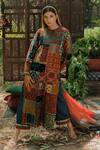 Pooja-Keyur_Multi Color Kurta  Cotton Silk Embroidered Aari Round And Palazzo Set _at_Aza_Fashions