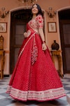 Buy_Anjana Bohra_Maroon Mirror, Pearl, Sequins, Bandhani Lehenga With Embroidered Blouse Set_Online_at_Aza_Fashions