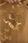 Peeli Dori_Gold Saree : Silk Organza Embroidered Hand Round Set For Women_at_Aza_Fashions