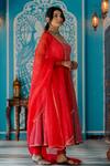 Anjana Bohra_Red Handcrafted Bandhani Embroidery Marodi Square Pattern Anarkali Set _Online_at_Aza_Fashions