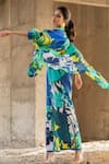 Shop_Pooja-Keyur_Blue Glass Organza Print Paradise Collared Abstract Overlay Jacket  _Online_at_Aza_Fashions